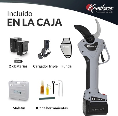 Pack Profesional Poda Motosierra Pertiga extensible KVS7000P + Tijera kv390 + Pertiga 390 4 baterias